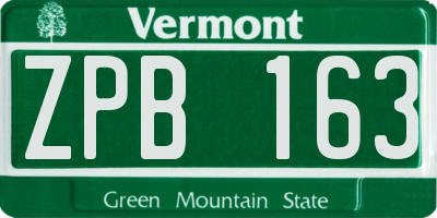 VT license plate ZPB163
