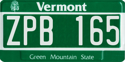 VT license plate ZPB165