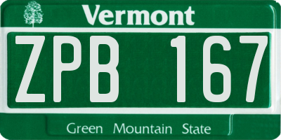 VT license plate ZPB167