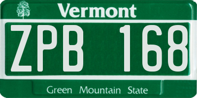 VT license plate ZPB168
