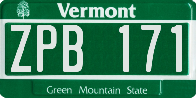 VT license plate ZPB171