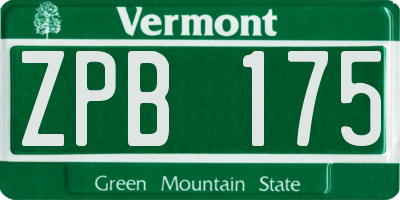VT license plate ZPB175