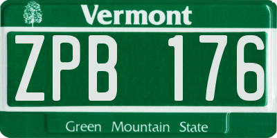 VT license plate ZPB176
