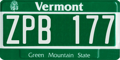 VT license plate ZPB177