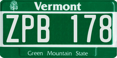 VT license plate ZPB178