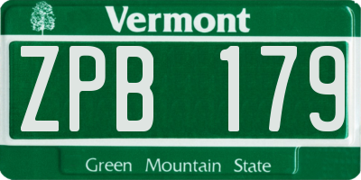 VT license plate ZPB179