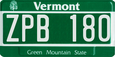 VT license plate ZPB180