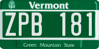 VT license plate ZPB181