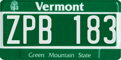 VT license plate ZPB183