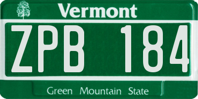 VT license plate ZPB184