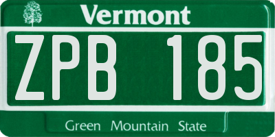 VT license plate ZPB185