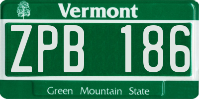 VT license plate ZPB186