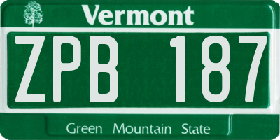VT license plate ZPB187