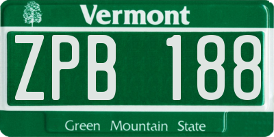 VT license plate ZPB188