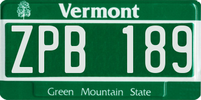 VT license plate ZPB189
