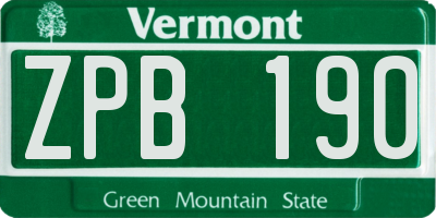VT license plate ZPB190