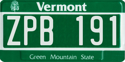 VT license plate ZPB191