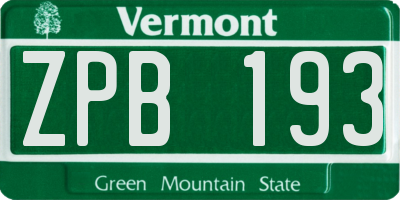 VT license plate ZPB193