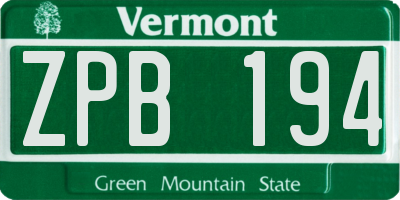 VT license plate ZPB194