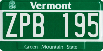 VT license plate ZPB195