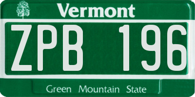 VT license plate ZPB196