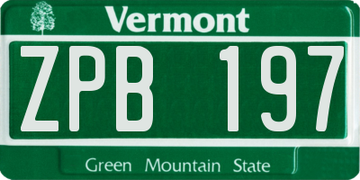 VT license plate ZPB197