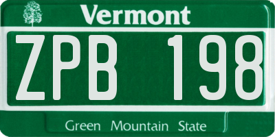 VT license plate ZPB198
