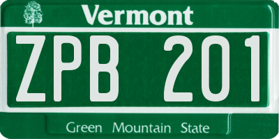 VT license plate ZPB201