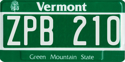 VT license plate ZPB210