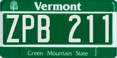 VT license plate ZPB211