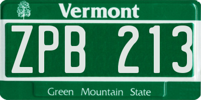 VT license plate ZPB213