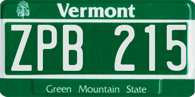 VT license plate ZPB215