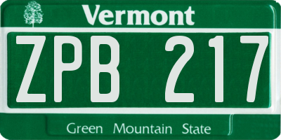 VT license plate ZPB217