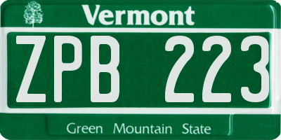 VT license plate ZPB223