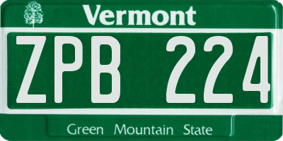 VT license plate ZPB224