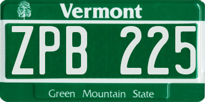 VT license plate ZPB225
