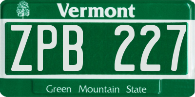 VT license plate ZPB227