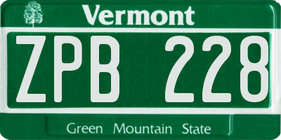 VT license plate ZPB228
