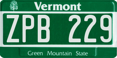 VT license plate ZPB229