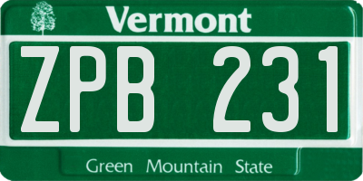 VT license plate ZPB231