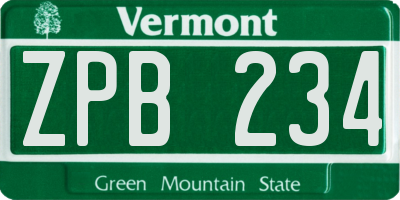 VT license plate ZPB234