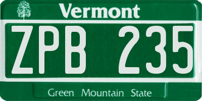 VT license plate ZPB235