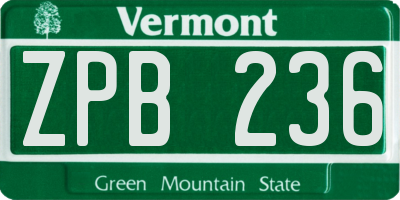 VT license plate ZPB236