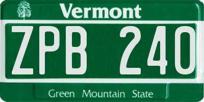 VT license plate ZPB240