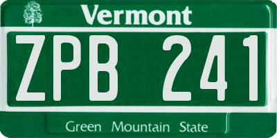 VT license plate ZPB241