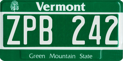 VT license plate ZPB242