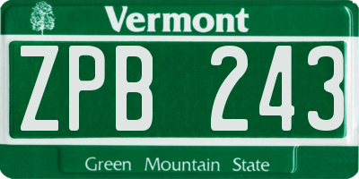 VT license plate ZPB243