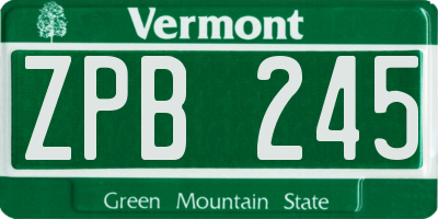 VT license plate ZPB245