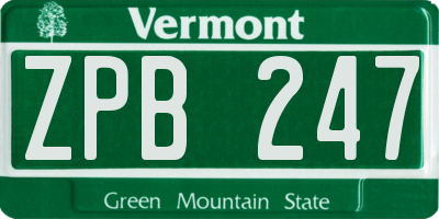 VT license plate ZPB247