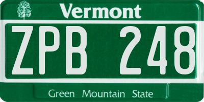 VT license plate ZPB248